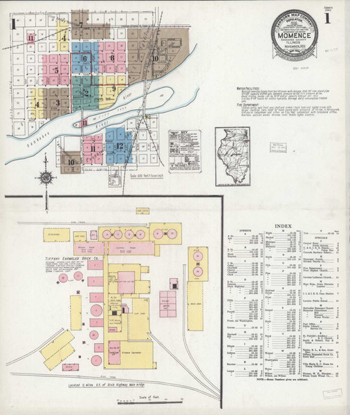 Momence Illinois 1924 - Fire Insurance Index - Old Map Reprint