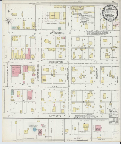Monticello Illinois 1893 - Fire Insurance Index - Old Map Reprint
