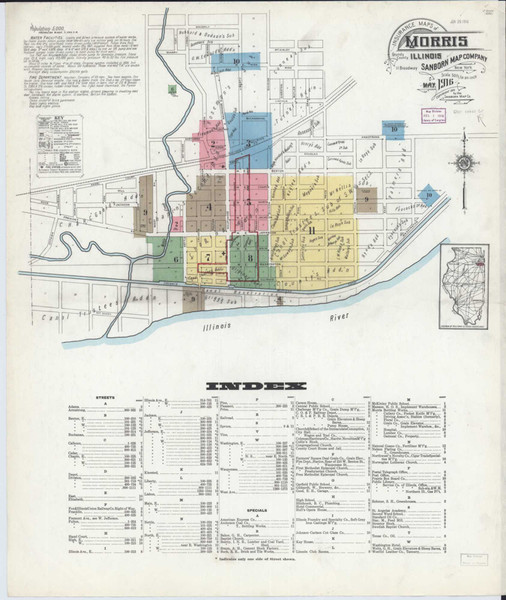 Morris Illinois 1916 - Fire Insurance Index - Old Map Reprint