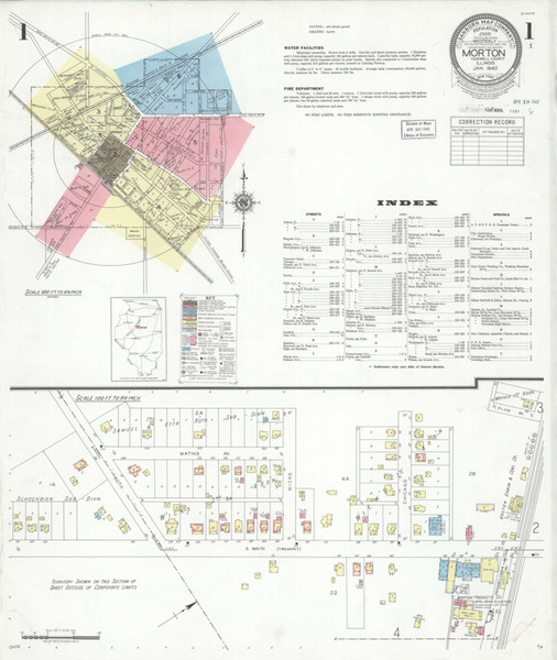 Morton Illinois 1940 - Fire Insurance Index - Old Map Reprint