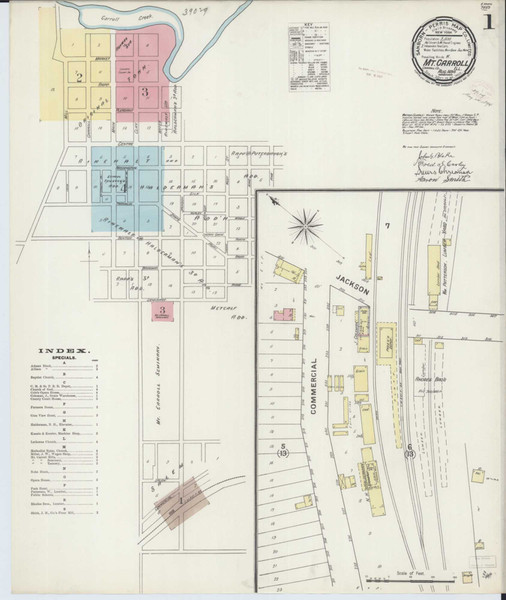 Mount Carroll Illinois 1894 - Fire Insurance Index - Old Map Reprint