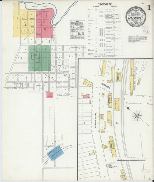 Mount Carroll Illinois 1904 - Fire Insurance Index - Old Map Reprint