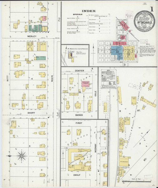 Mount Morris Illinois 1905 - Fire Insurance Index - Old Map Reprint