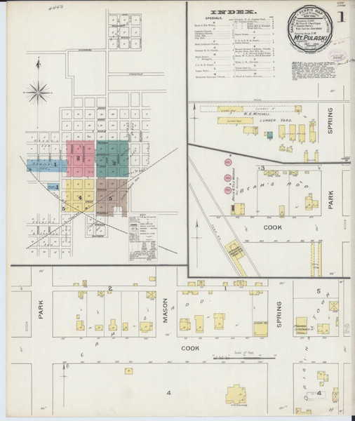 Mount Pulaski Illinois 1893 - Fire Insurance Index - Old Map Reprint
