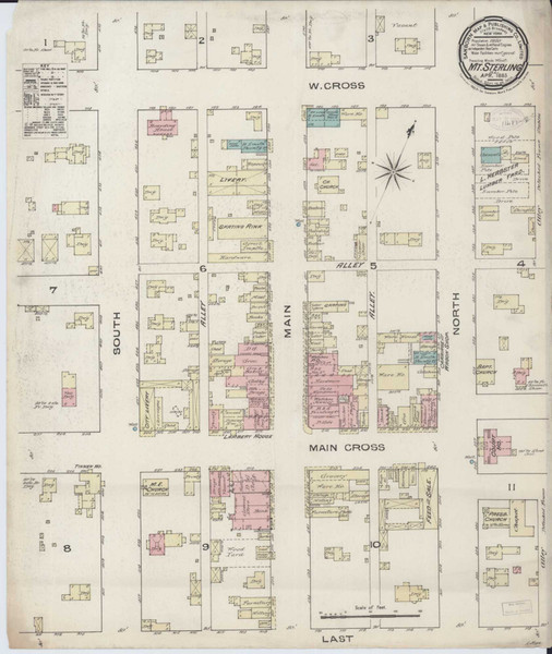 Mount Sterling Illinois 1885 - Fire Insurance Index - Old Map Reprint