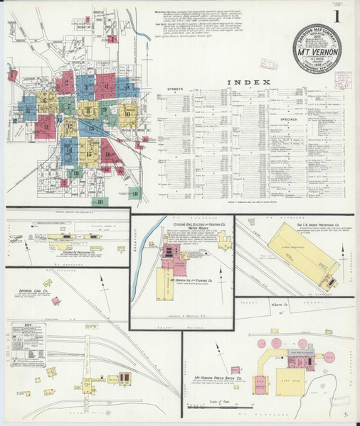 Mount Vernon Illinois 1908 - Fire Insurance Index - Old Map Reprint