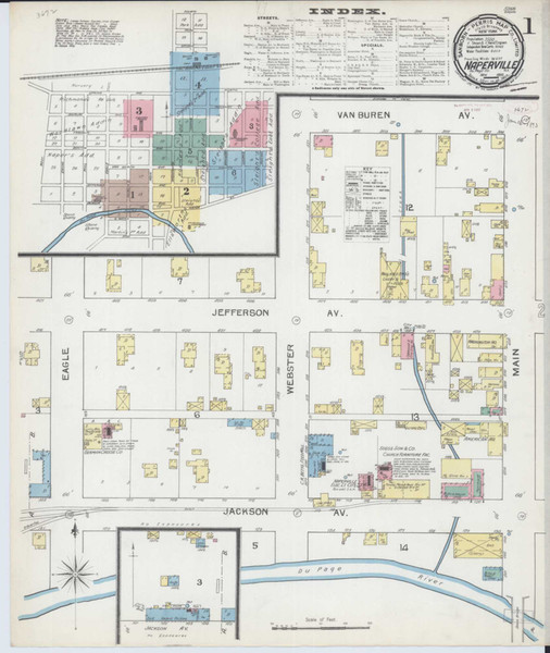 Naperville Illinois 1892 - Fire Insurance Index - Old Map Reprint