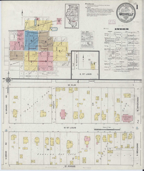 Nashville Illinois 1915 - Fire Insurance Index - Old Map Reprint