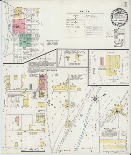 New Athens Illinois 1900 - Fire Insurance Index - Old Map Reprint