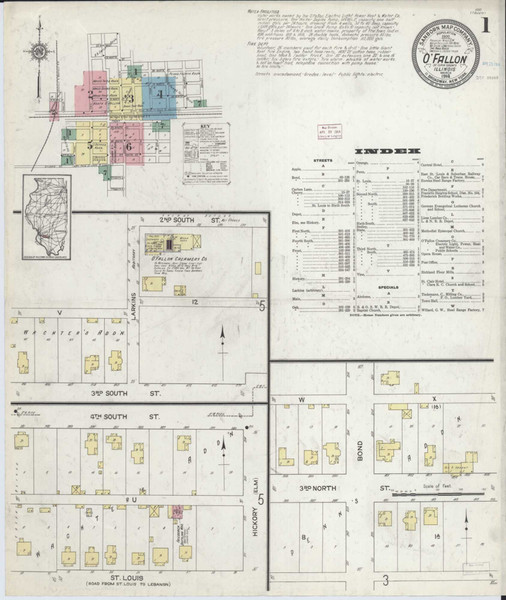 O'Fallon Illinois 1914 - Fire Insurance Index - Old Map Reprint