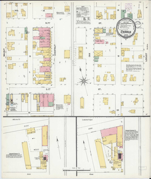 Onarga Illinois 1901-07 - Fire Insurance Index - Old Map Reprint