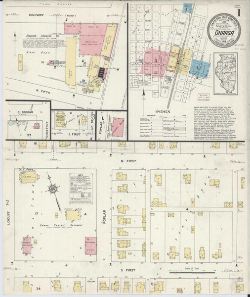 Onarga Illinois 1914 - Fire Insurance Index - Old Map Reprint
