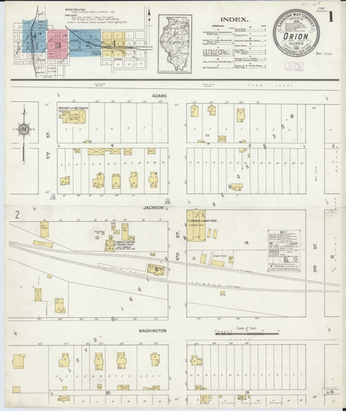 Orion Illinois 1913 - Fire Insurance Index - Old Map Reprint