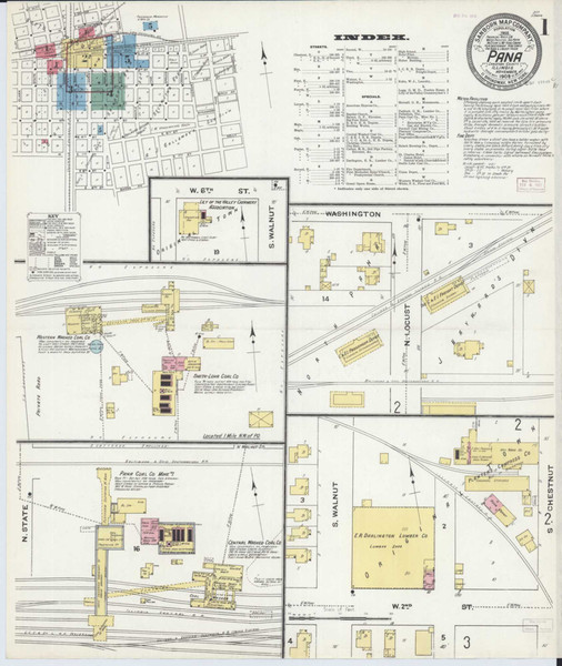Pana Illinois 1909 - Fire Insurance Index - Old Map Reprint