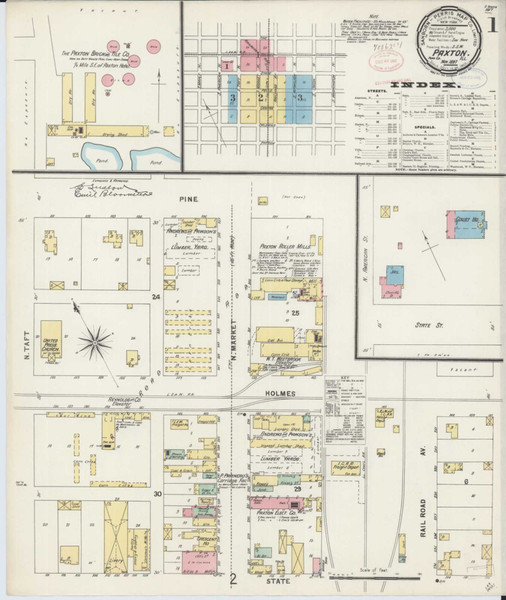 Paxton Illinois 1897 - Fire Insurance Index - Old Map Reprint