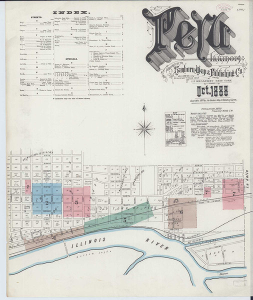 Peru Illinois 1888 - Fire Insurance Index - Old Map Reprint