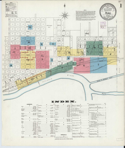 Peru Illinois 1902 - Fire Insurance Index - Old Map Reprint