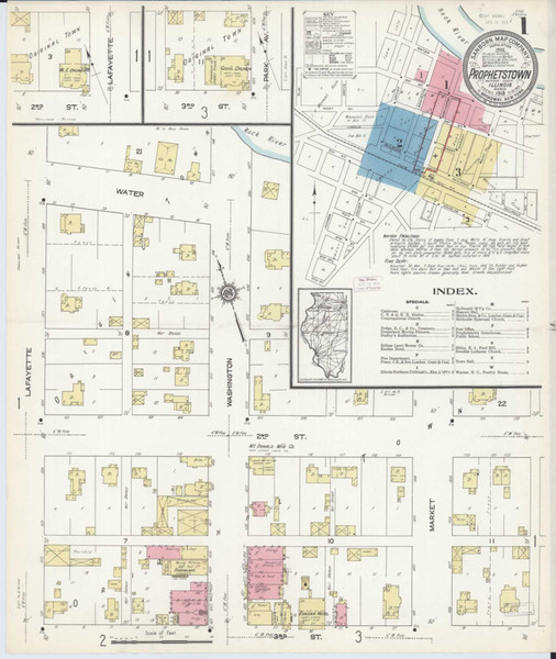 Prophetstown Illinois 1913 - Fire Insurance Index - Old Map Reprint