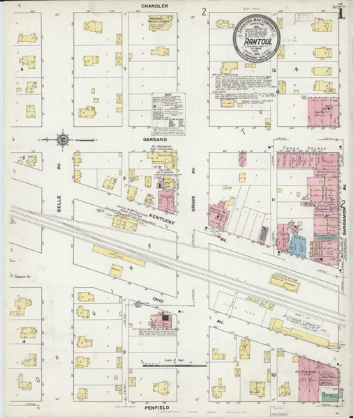 Rantoul Illinois 1910 - Fire Insurance Index - Old Map Reprint