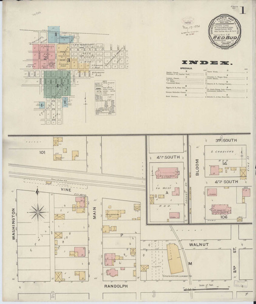 Red Bud Illinois 1894 - Fire Insurance Index - Old Map Reprint