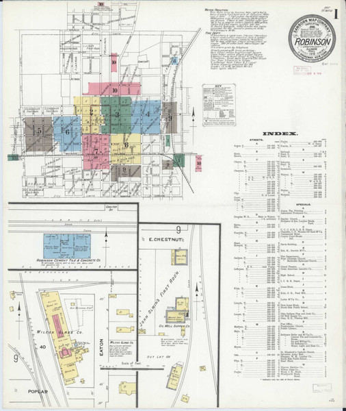 Robinson Illinois 1910 - Fire Insurance Index - Old Map Reprint