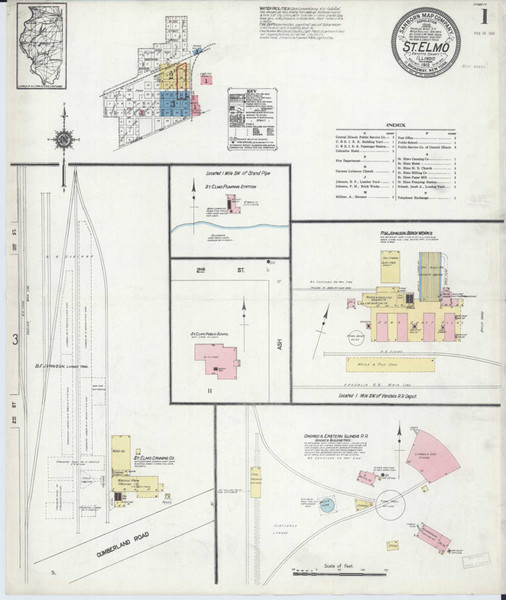 Saint Elmo Illinois 1912 - Fire Insurance Index - Old Map Reprint