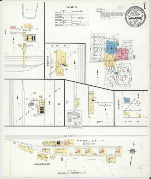 Sandoval Illinois 1912 - Fire Insurance Index - Old Map Reprint