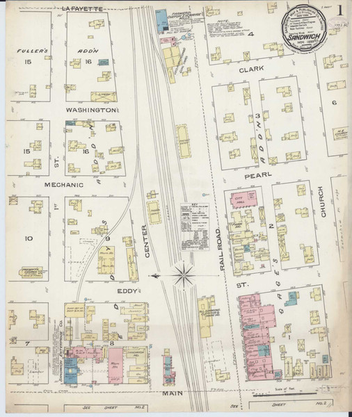 Sandwich Illinois 1885 - Fire Insurance Index - Old Map Reprint