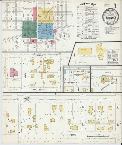Sandwich Illinois 1902 - Fire Insurance Index - Old Map Reprint
