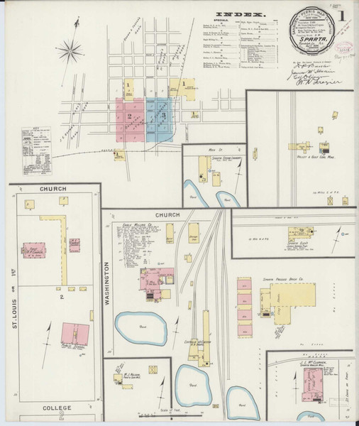 Sparta Illinois 1894 - Fire Insurance Index - Old Map Reprint