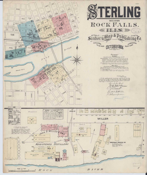 Sterling Illinois 1884 - Fire Insurance Index - Old Map Reprint
