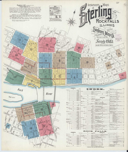Sterling Illinois 1903 - Fire Insurance Index - Old Map Reprint