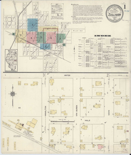 Sullivan Illinois 1914 - Fire Insurance Index - Old Map Reprint