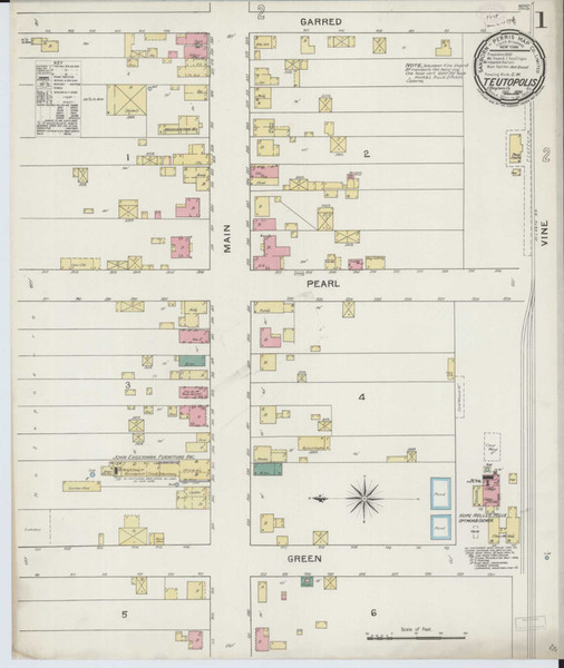 Teutopolis Illinois 1893 - Fire Insurance Index - Old Map Reprint