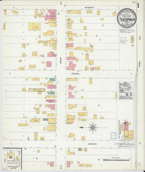 Teutopolis Illinois 1906 - Fire Insurance Index - Old Map Reprint