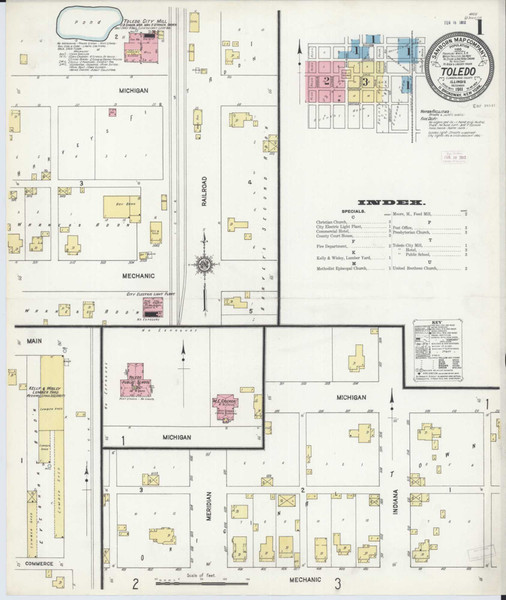 Toledo Illinois 1911 - Fire Insurance Index - Old Map Reprint