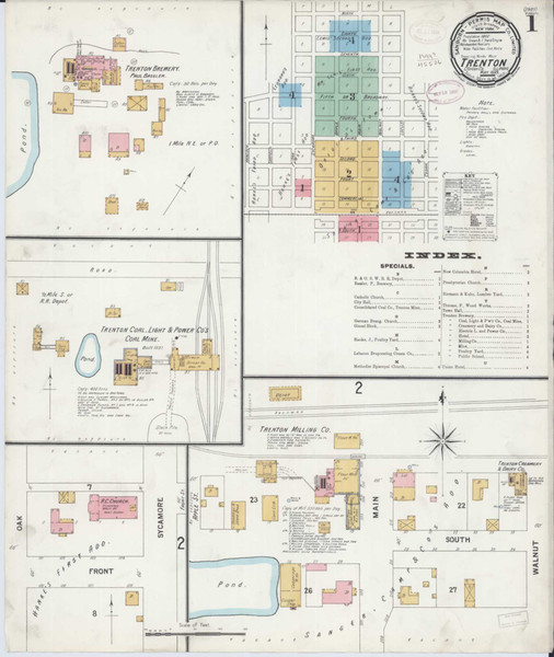 Trenton Illinois 1899 - Fire Insurance Index - Old Map Reprint