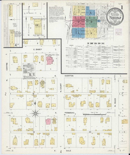 Tuscola Illinois 1907 - Fire Insurance Index - Old Map Reprint