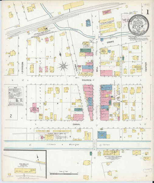 Utica Illinois 1909 - Fire Insurance Index - Old Map Reprint