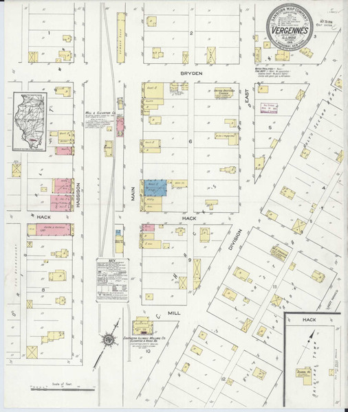 Vergennes Illinois 1914 - Fire Insurance Index - Old Map Reprint