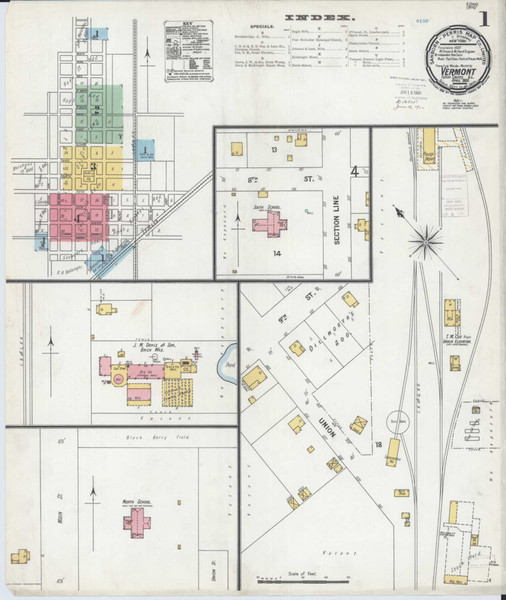 Vermont Illinois 1900 - Fire Insurance Index - Old Map Reprint