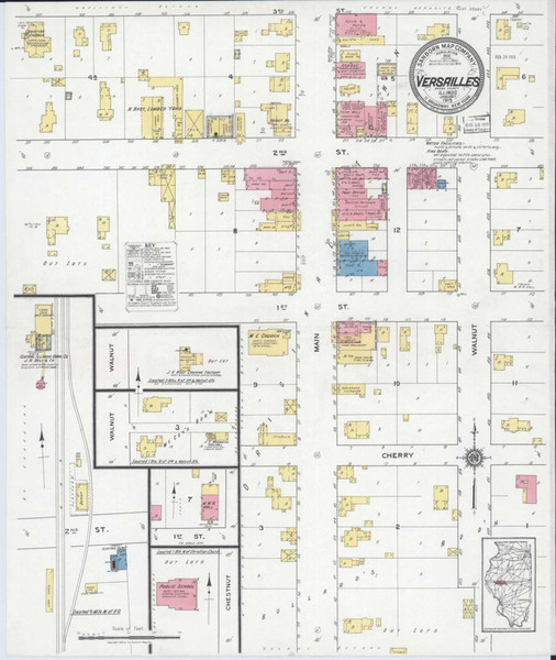 Versailles Illinois 1919 - Fire Insurance Index - Old Map Reprint