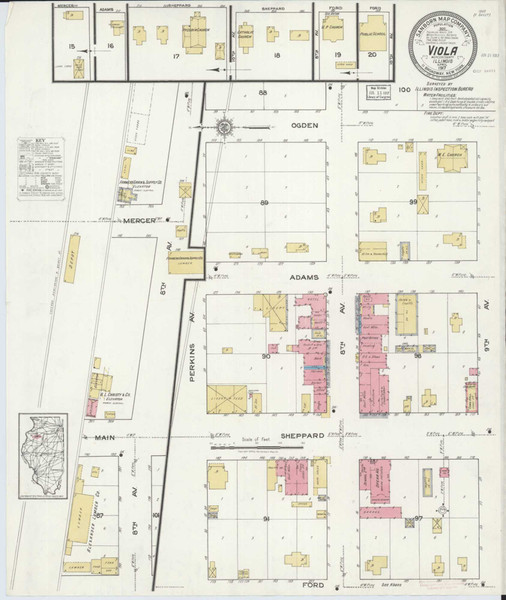 Viola Illinois 1917 - Fire Insurance Index - Old Map Reprint