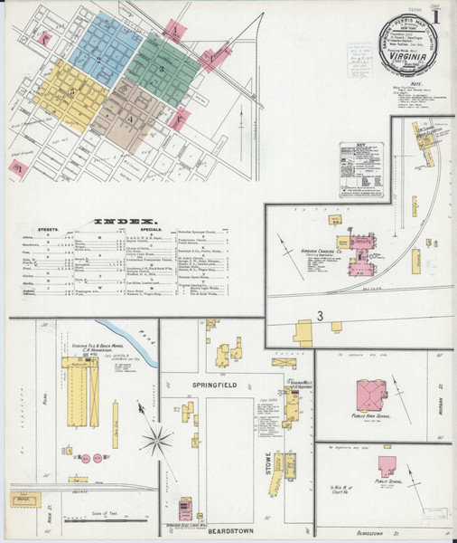 Virginia Illinois 1900 - Fire Insurance Index - Old Map Reprint