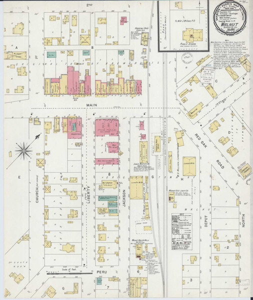 Walnut Illinois 1900 - Fire Insurance Index - Old Map Reprint
