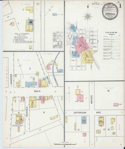 Warren Illinois 1893 - Fire Insurance Index - Old Map Reprint