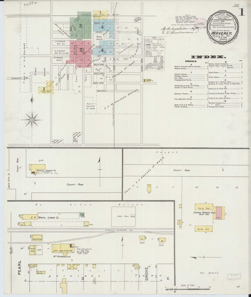 Waverly Illinois 1894 - Fire Insurance Index - Old Map Reprint