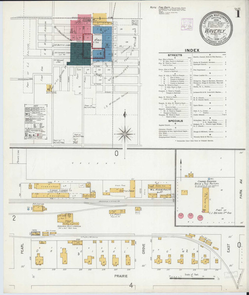 Waverly Illinois 1906 - Fire Insurance Index - Old Map Reprint