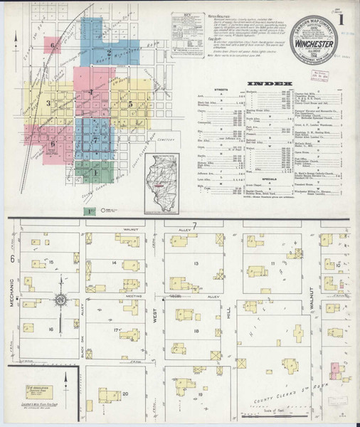 Winchester Illinois 1914 - Fire Insurance Index - Old Map Reprint