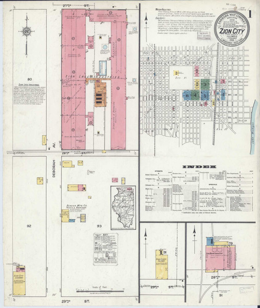 Zion Illinois 1918 - Fire Insurance Index - Old Map Reprint